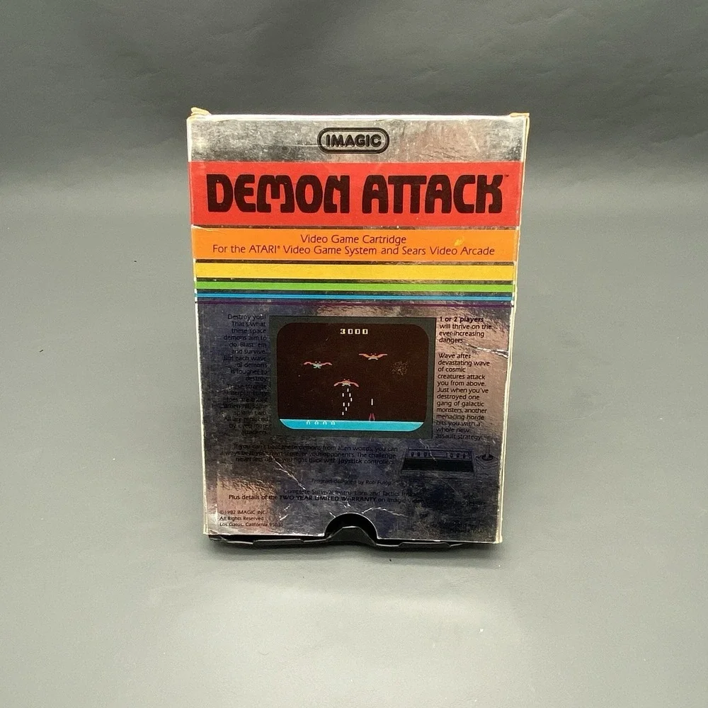 Demon Attack (Atari 2600, 1982) Box, Cartridge, Instructions